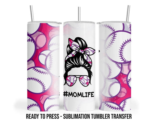 Pink Baseball Sublimation Transfer Print For 20 oz Tumblers - 30 oz Tumblers - Ready To press - Heat Transfers SHIPS NEXT DAY