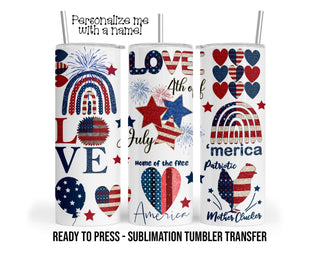 4th of July Sublimation Tumbler Transfer Print For 20 oz Tumbler or 30 oz Tumbler Ready to press Heat Transfers SHIPS NEXT DAY