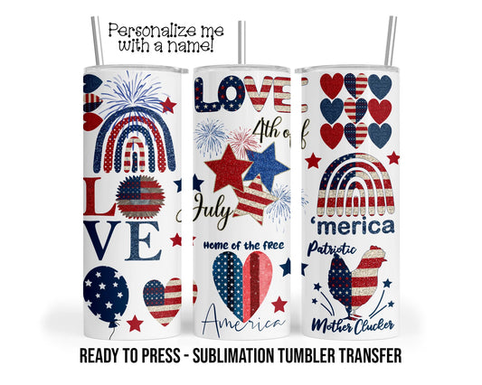 4th of July Sublimation Tumbler Transfer Print For 20 oz Tumbler or 30 oz Tumbler Ready to press Heat Transfers SHIPS NEXT DAY