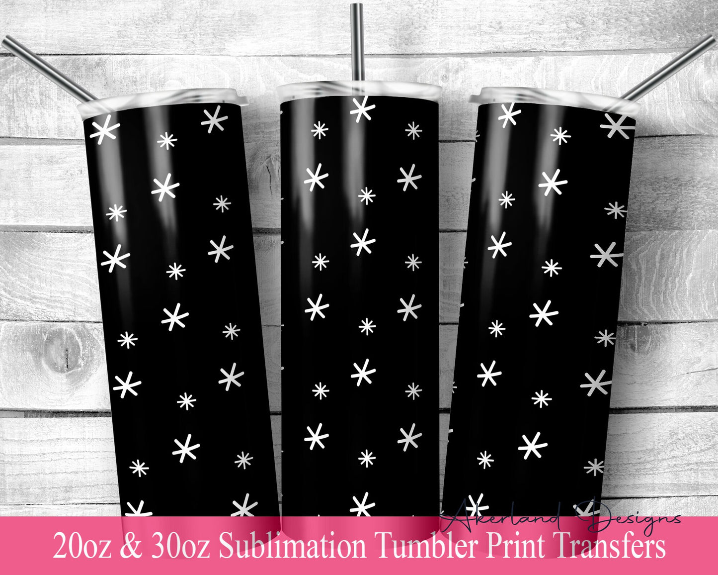 Mono Christmas Tumbler Sublimation Transfer Print For 20 oz Tumbler - 30 oz Tumbler - Ready to Press - Heat Transfer