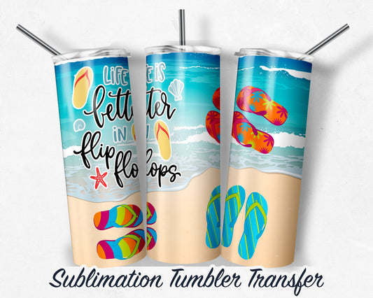 Beach  Sublimation Transfer Print For 20 oz Tumblers - 30 oz Tumblers - Ready To press - Heat Transfers SHIPS NEXT DAY