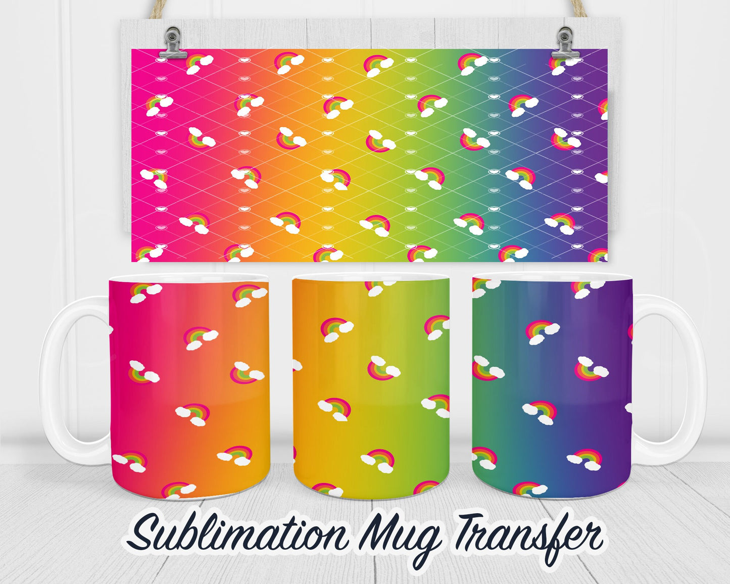 Rainbow - Sublimation Transfer Print For 11 oz - 15 oz Mugs - Ready To press - Heat Transfer
