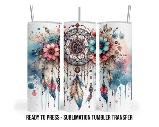 Dream Catcher Sublimation Transfer Print For 20 oz - 30 oz Skinny Tumbler - Ready To press - Heat Transfers SHIPS NEXT DAY
