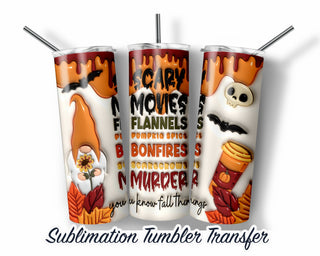 3d Puff Inflated Fall Sublimation Transfer Print For 20 oz Tumbler - 30 oz Skinny Tumbler - Ready To press - Heat Transfers