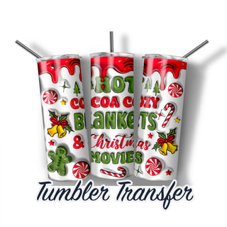 3D Puff Christmas Ready to Press Sublimation Transfer Print 20 oz - 30 oz Tumblers Ships Next Day