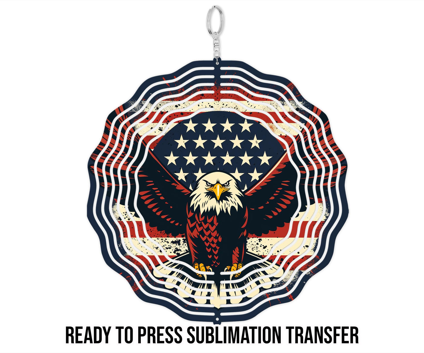 Patriotic Eagle Wind Spinner Sublimation Ready To press Heat Transfer SHIPS NEXT DAY