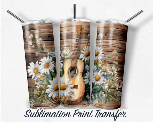 Guitar  Sublimation Transfer Print For 20 oz Tumbler - 30 oz Skinny Tumbler - RTP - Heat Transfers