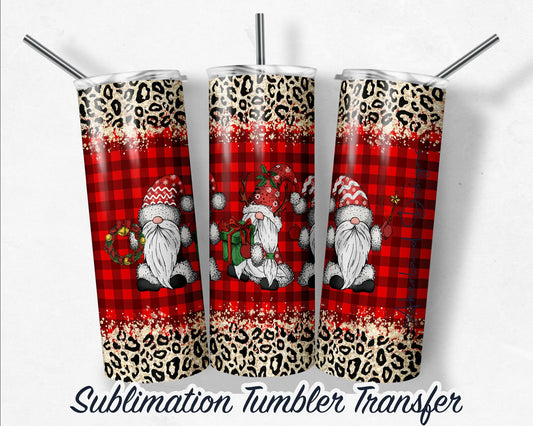 Gnome Christmas  Sublimation Transfer Print For 20 oz Tumbler - 30 oz Skinny Tumbler - Ready To press - Heat Transfers