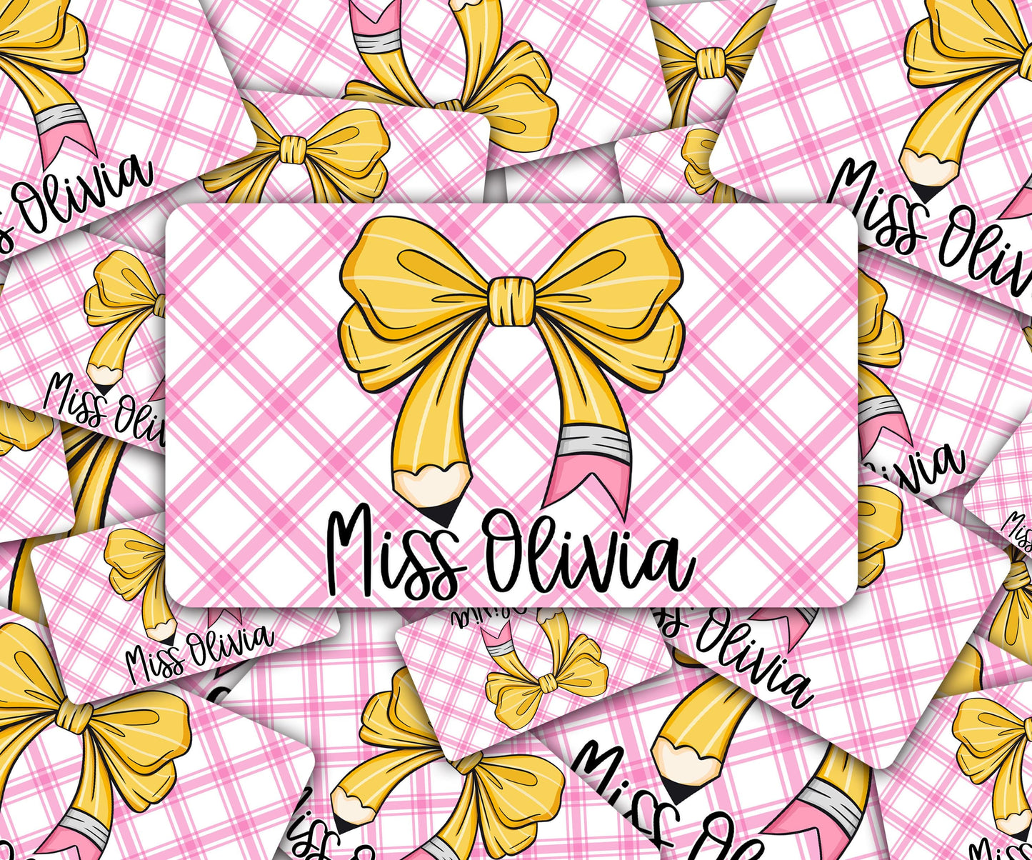 Custom Decal for Pencil Box Personalized with Name, 3.9 tall x 6.8 wide, Waterproof Decals for Students, Classroom Sticker, Pencil Box Check