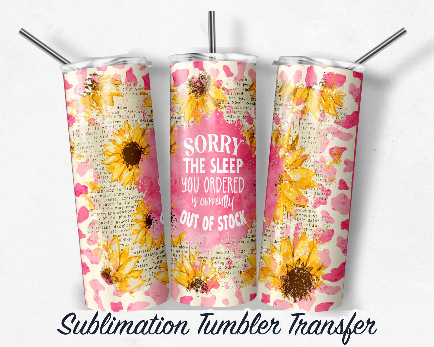 Sleep Sublimation Transfer Print 20 oz Skinny Tumbler - 30oz Skinny Tumbler - Ready To press - Heat Transfers