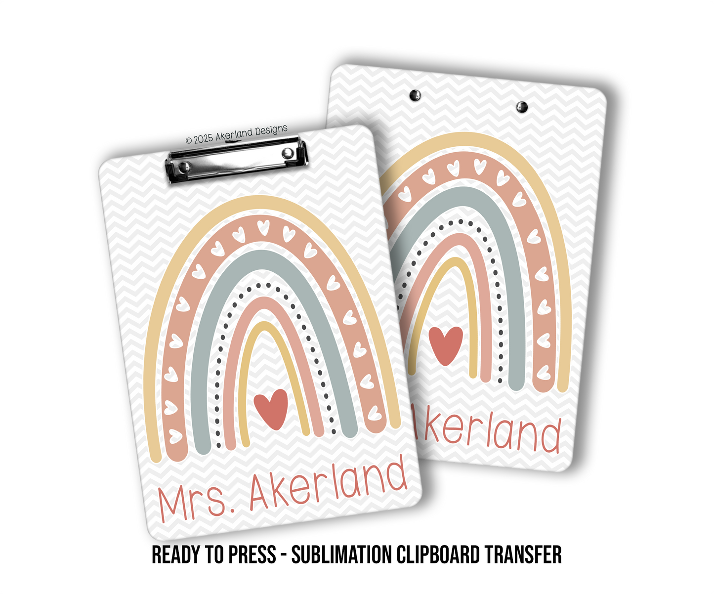 Rainbow Theme Sublimation Clipboard Ready to Press Transfer with personalization SHIPS NEXT DAY