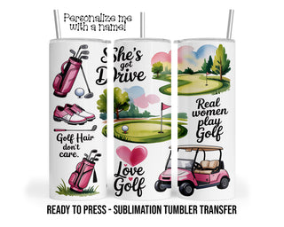 Ladies Golf Sublimation Transfer Print For 20 oz Tumbler - 30 oz Tumbler - Ready To press - Heat Transfers