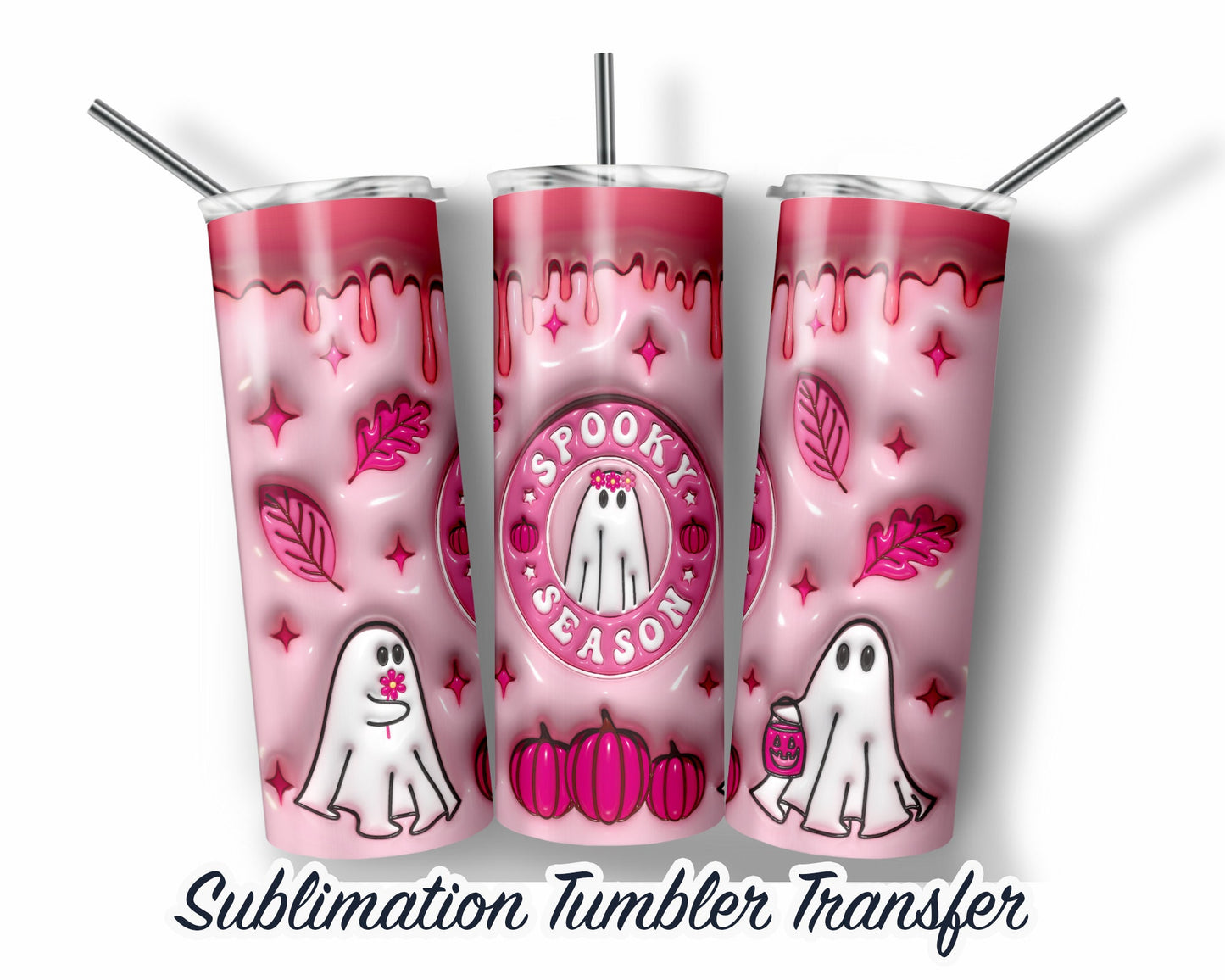 Halloween Puff Inflated Effect Halloween Sublimation Transfer Print For 20 oz Tumblers - 30 oz Tumblers - Ready To press Heat Transfers