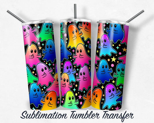 Halloween Ghost Sublimation Transfer Print For 20 oz Skinny Tumbler - 30 oz Skinny Tumbler - Ready To press - Heat Transfers - Fast Shipping