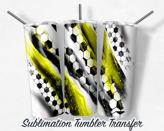 Yellow Soccer Sublimation Transfer Print For 20 oz Tumblers - 30 oz Tumblers - Ready To press - Heat Transfers