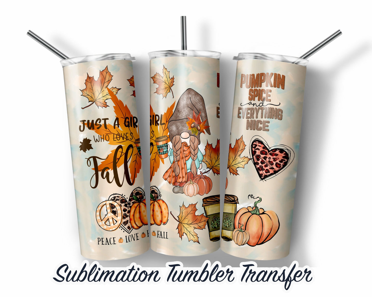 Fall Sublimation Transfer Print For 20 oz Tumblers - 30 oz Tumblers - Ready To press - Heat Transfers
