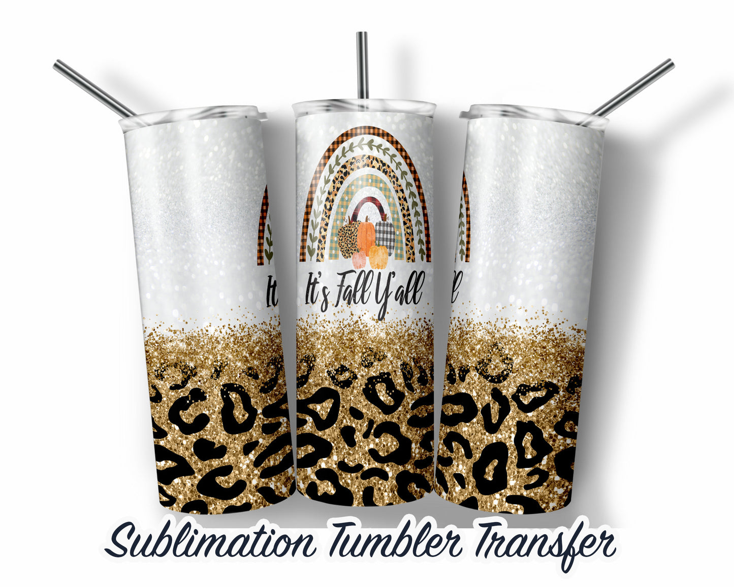 Fall Leopard Sublimation Transfer Print For 20 oz Tumblers - 30 oz Tumblers - Ready To press - Heat Transfers