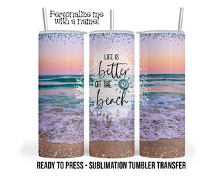 Beach Sublimation Tumbler Transfer Print For 20 oz Tumbler - 30 oz Tumbler - Ready to Press - Heat Transfers SHIPS NEXT DAY