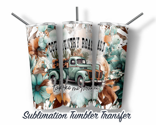Rustic Country Fall Truck Sublimation Transfer Print For 20 oz Tumblers - 30 oz Tumblers - Ready To press Heat Transfers - SHIPS NEXT DAY