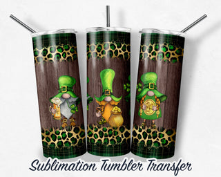 St. Patrick's Day Leopard Gnomes Sublimation Transfer Print For 20 - 30 oz Tumblers - Ready to Press - Heat Transfers