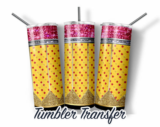 Yellow Pencils  Sublimation Transfer Print For 20 oz Tumbler - 30 oz Skinny Tumbler - Ready To press - Heat Transfers