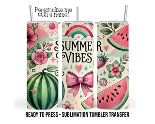 Summer Vibes Sublimation Tumbler Transfer Print For 20 oz Tumbler or 30 oz Tumbler - Ready to Press Heat Transfers SHIPS NEXT DAY