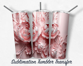 3D Flower Sublimation Transfer Print For 20 oz - 30 oz Skinny Tumbler - Ready To press - Heat Transfers