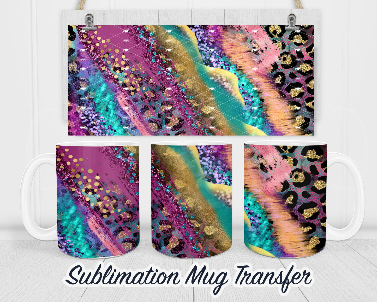 Leopard - Sublimation Transfer Print For 11 oz - 15 oz Mugs - Ready To press - Heat Transfer