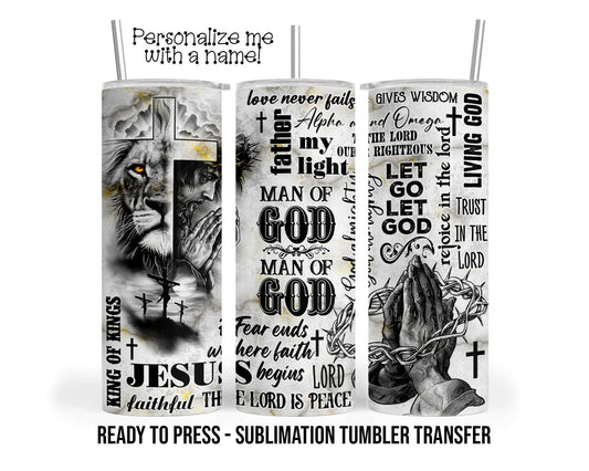 Christian Man, Of God, Men's Bible Sublimation Tumbler Transfer Print 20oz Tumbler, Ready To press Heat Transfer SHIPS NEXT DAY