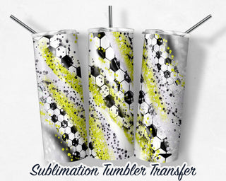 Yellow Soccer Sublimation Transfer Print For 20 oz Tumblers - 30 oz Tumblers - Ready To press - Heat Transfers