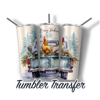 Christmas Chicken's Sublimation Transfer Print For 20 oz Tumblers - 30 oz Tumblers - Ready To press - Heat Transfers SHIPS NEXT DAY