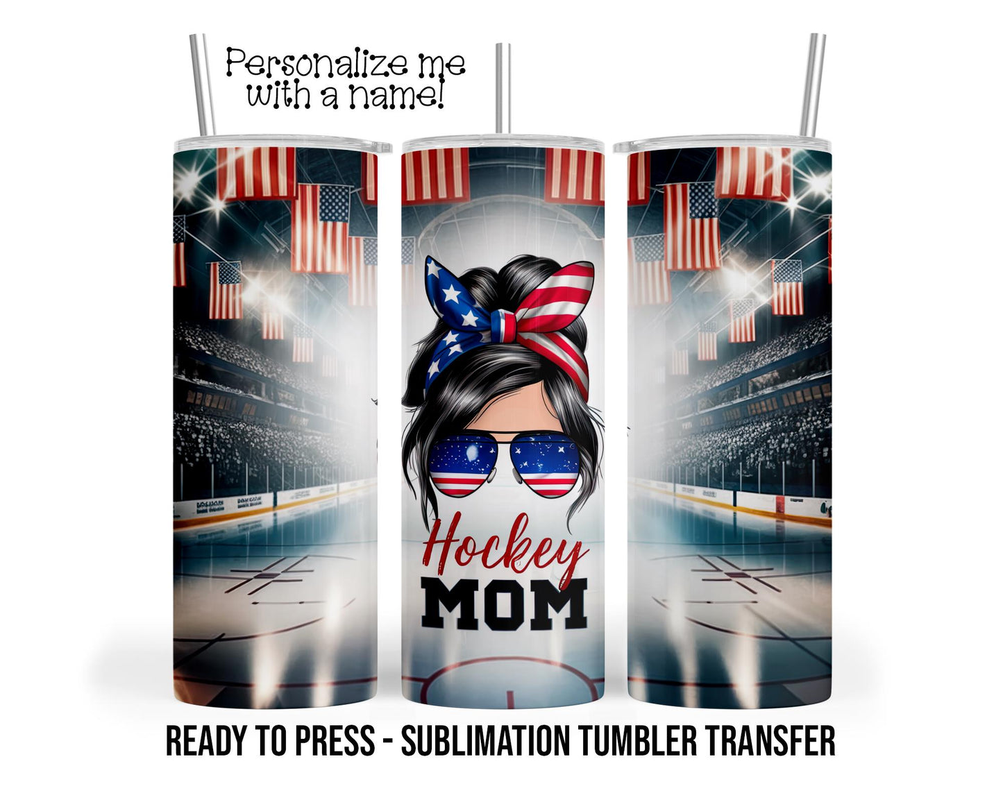 American Hockey Personalized Sublimation Tumbler Transfer Print 20 oz Tumbler - 30 oz Tumbler Ready To press Heat Transfers SHIPS NEXT DAY