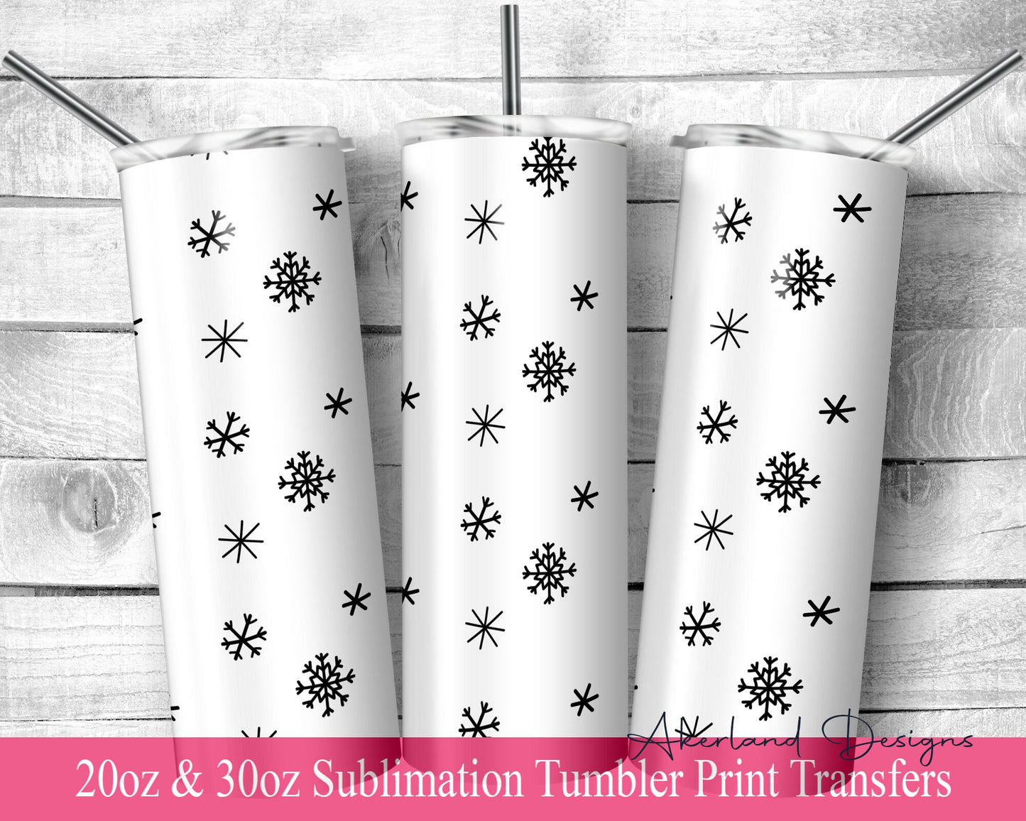 Mono Christmas Tumbler  Sublimation Transfer Print For 20 oz Tumbler - 30 oz Tumbler - Ready to Press - Heat Transfer