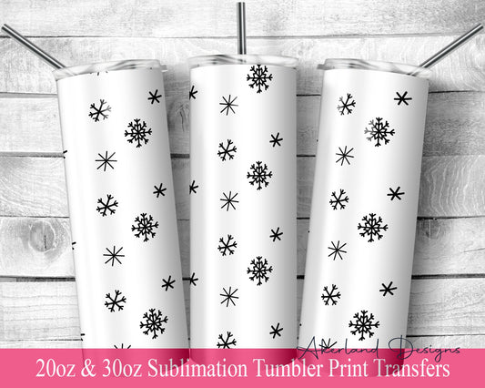 Mono Christmas Tumbler  Sublimation Transfer Print For 20 oz Tumbler - 30 oz Tumbler - Ready to Press - Heat Transfer