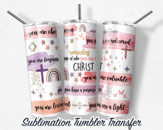 Christian Bible Verse Affirmations Tumbler Sublimation Transfer | 20 oz & 30 oz