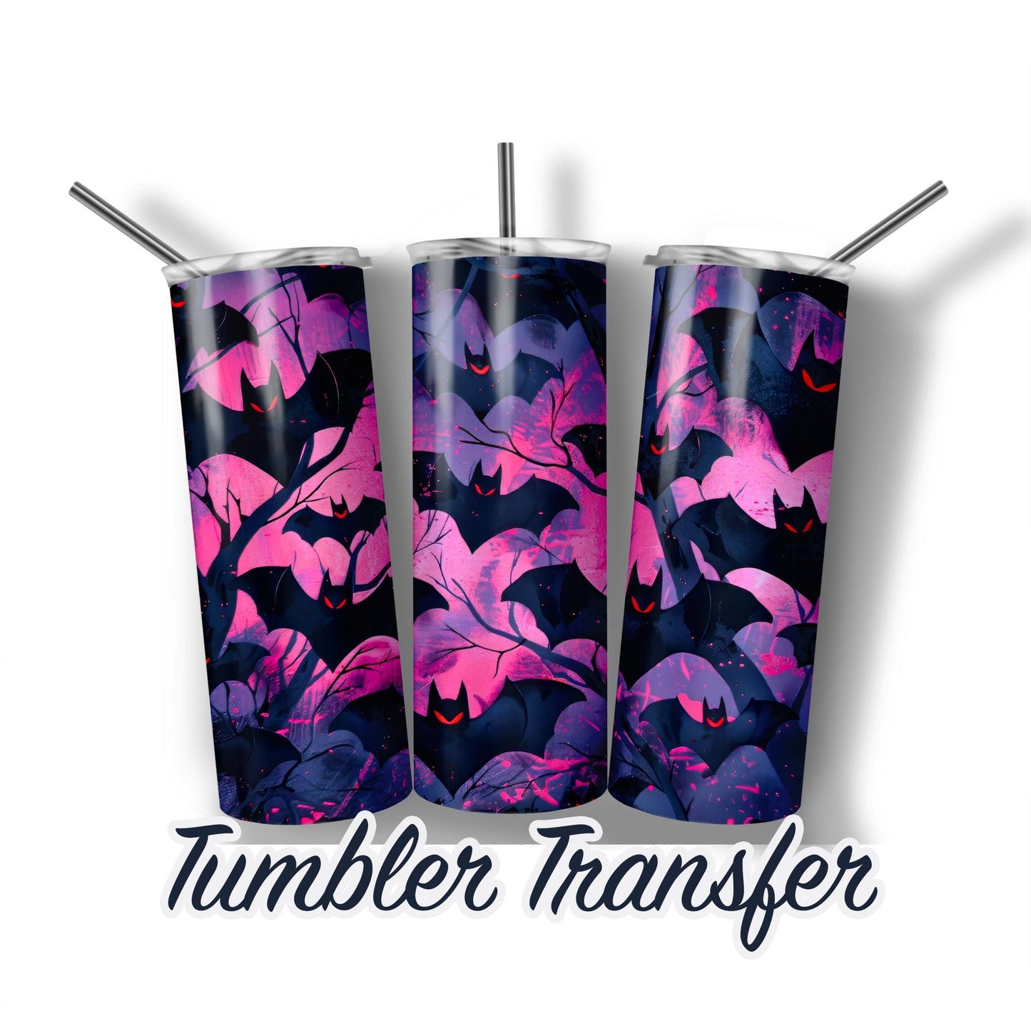 Halloween Bats  Sublimation Transfer Print For 20 oz Tumblers - 30 oz Tumblers - Ready To press Transfers - Ships Next Day