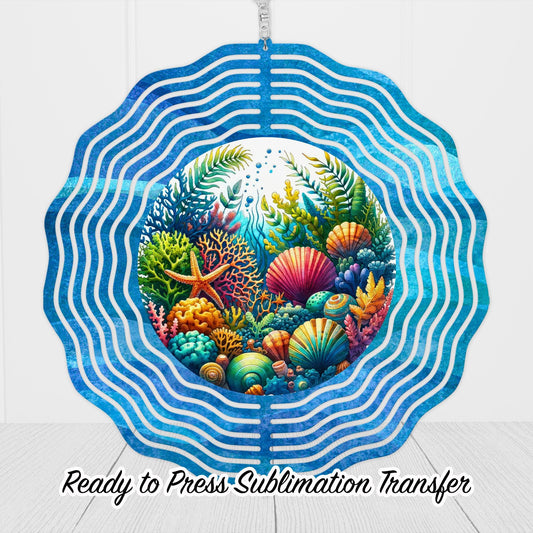 Ocean Theme Wind Spinner Sublimation Ready To press Heat Transfer SHIPS NEXT DAY
