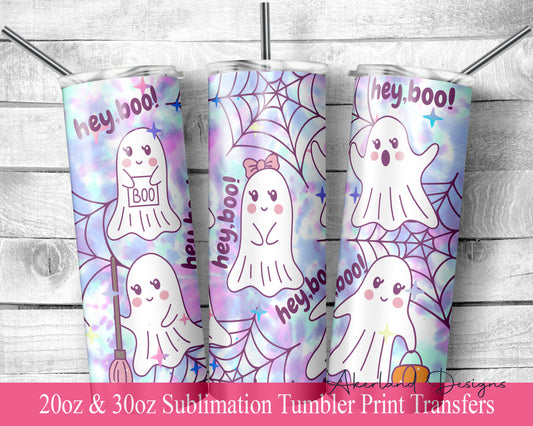 Halloween Ghost BOO Sublimation Transfer Print For 20 oz Tumbler - 30 oz Skinny Tumbler - Ready To press - Heat Transfers - Fast Shipping