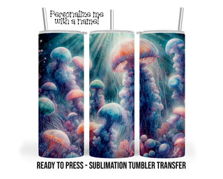 Jellyfish Sublimation Tumbler Transfer Print For 20 oz Tumbler - 30 oz Tumbler - Ready to Press - Heat Transfers SHIPS NEXT DAY