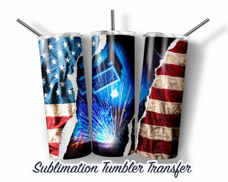 American Welder Sublimation Transfer Print For 20 oz Tumbler - 30 oz Skinny Tumbler - Ready To press - Heat Transfers