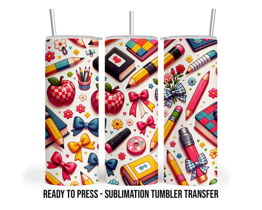 School Teacher Theme Sublimation Transfer Print For 20 oz Tumbler - 30 oz Tumbler - Ready to press Heat Transfers SHIPS NEXT DAY