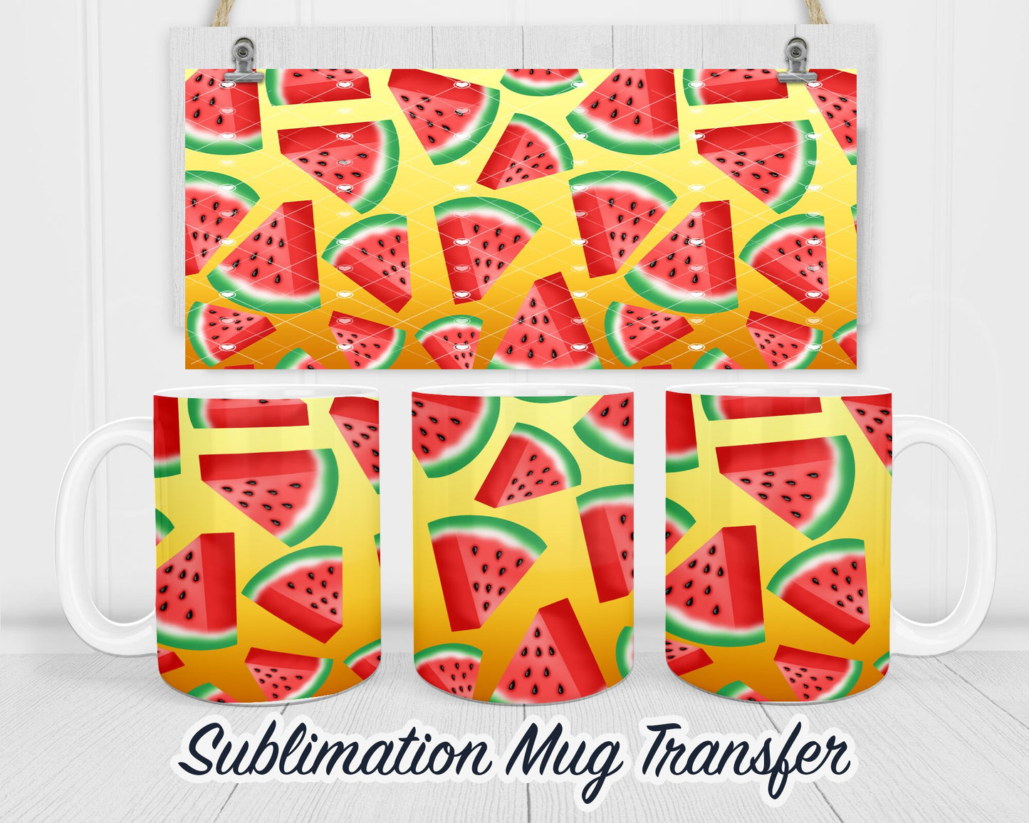 Watermelon - Sublimation Transfer Print For 11 oz - 15 oz Mugs - Ready To press - Heat Transfer