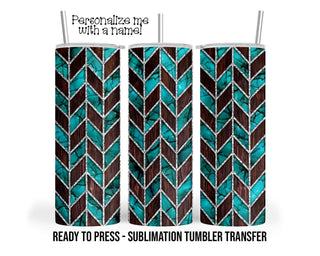 Sublimation Tumbler Transfer – Turquoise Tangram Print for 20 oz & 30 oz Skinny Tumblers