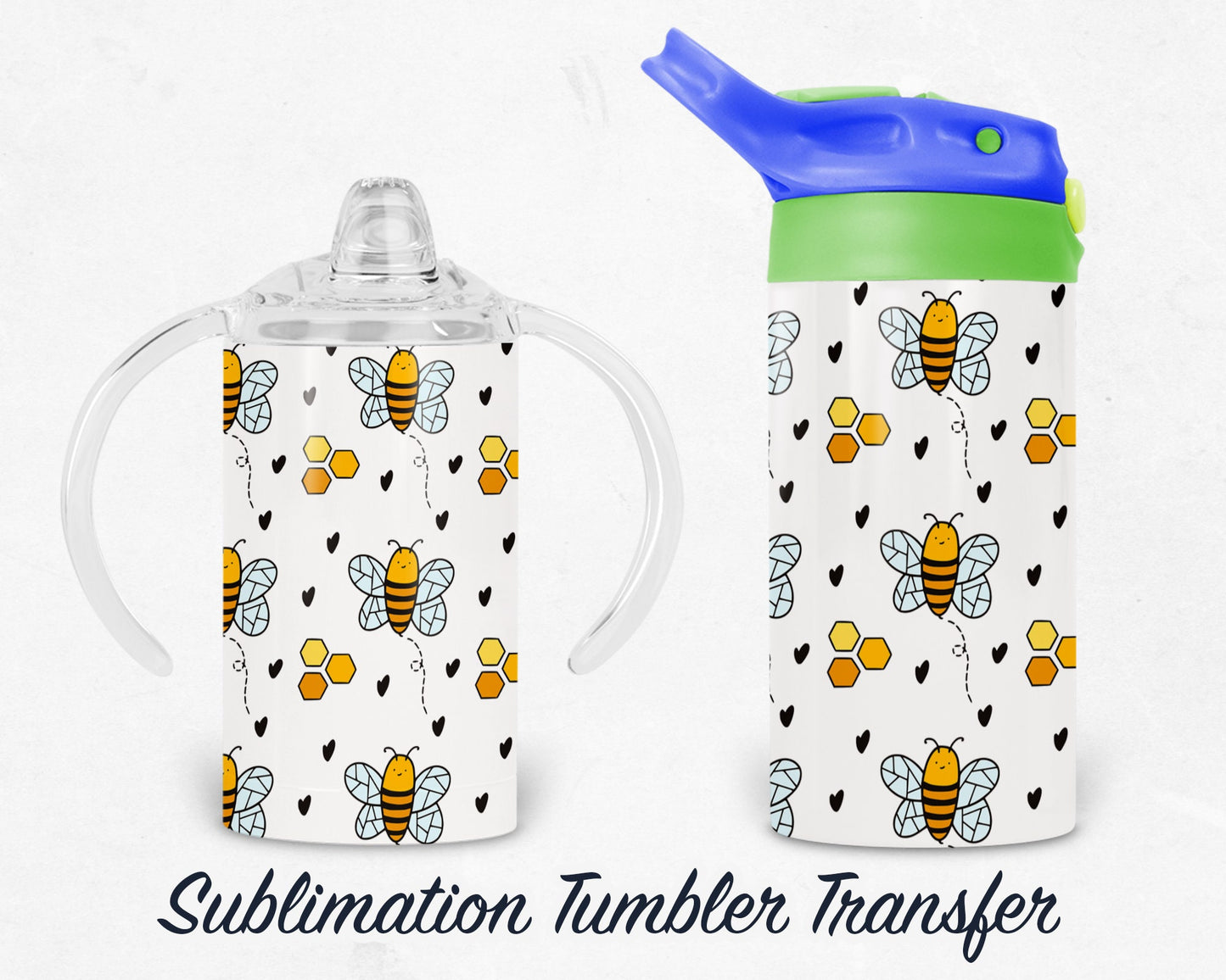 Bumble Bee Kids 12 oz Sippy Sublimation Tumbler Transfer - Ready To press - Heat Transfers SHIPS NEXT DAY
