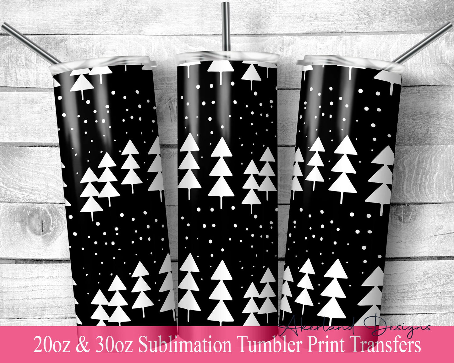 Mono Christmas Tumbler  Sublimation Transfer Print For 20 oz Tumbler - 30 oz Tumbler - Ready to Press - Heat Transfer