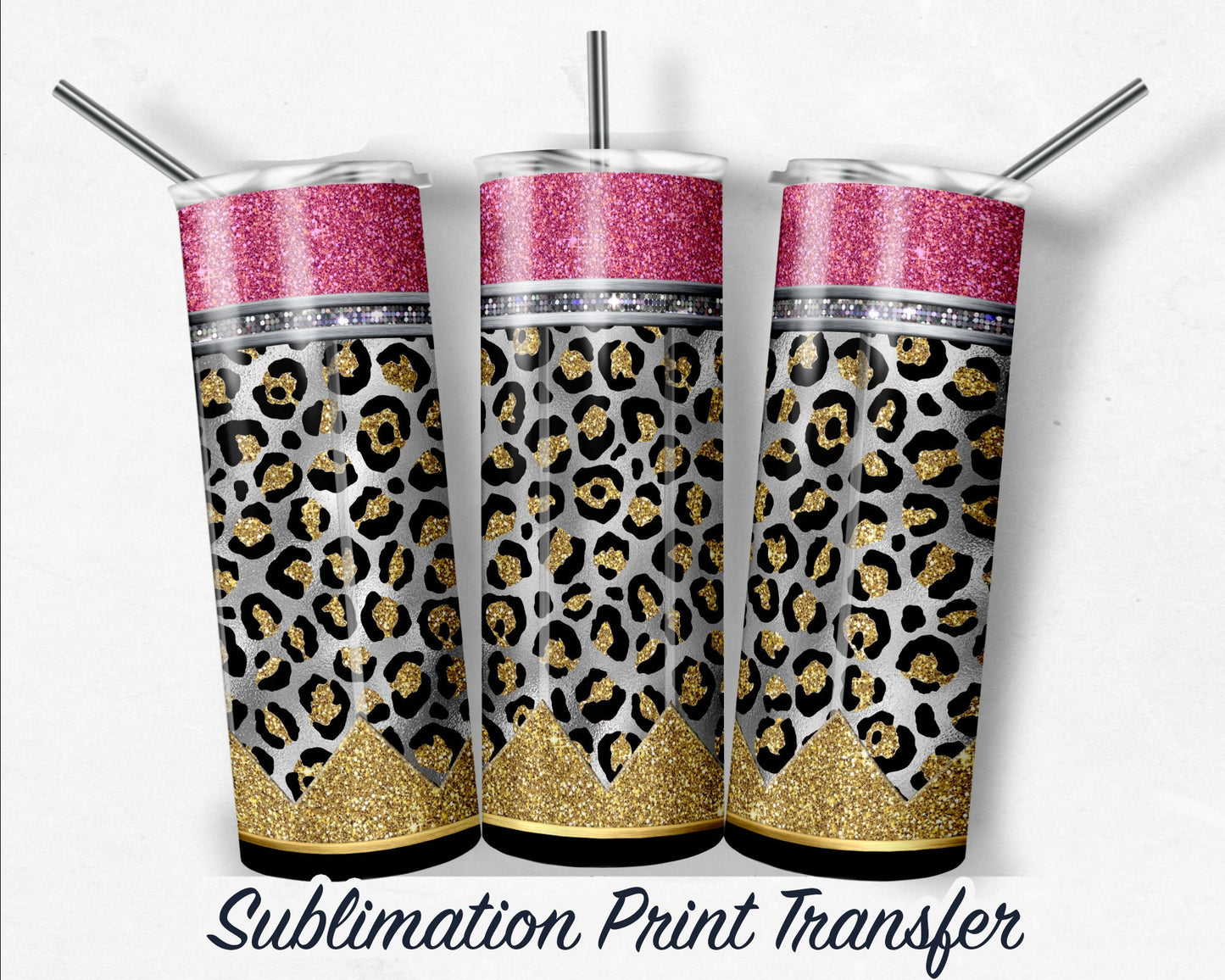 Leopard Pencil  Sublimation Transfer Print For 20 oz Tumbler - 30 oz Skinny Tumbler - Ready To press - Heat Transfers