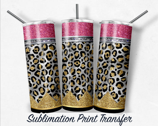 Leopard Pencil  Sublimation Transfer Print For 20 oz Tumbler - 30 oz Skinny Tumbler - Ready To press - Heat Transfers