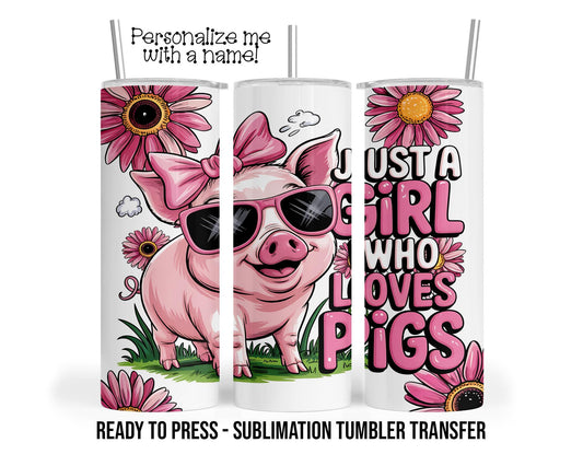 Cute Pig, Sunflower, Baby Pig Sublimation Tumbler Transfer Print 20 oz Tumbler - 30 oz Tumbler Ready To press Heat Transfers SHIPS NEXT DAY