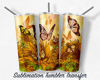Butterflies Sublimation Transfer Print For 20oz Tumbler - 30 oz Tumbler - Ready To Press