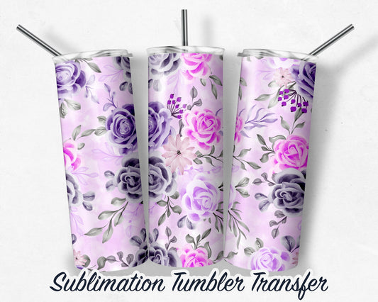 Lavender Floral  Sublimation Transfer Print For 20 oz Tumblers - 30 oz Tumblers - Ready To press - Heat Transfers